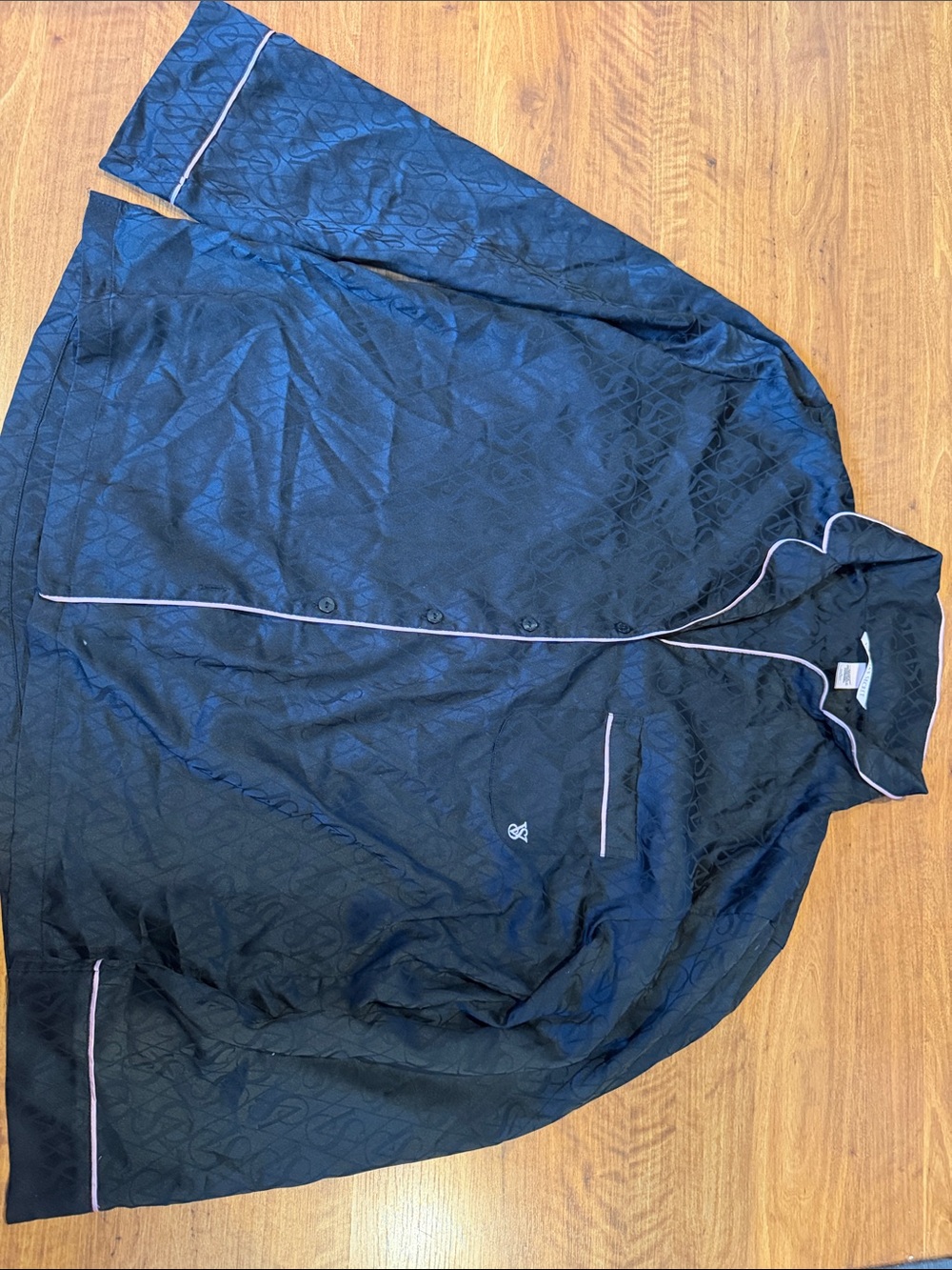 Victoria's Secret Black Button-Front Lightweight Jacket with Pink Piping